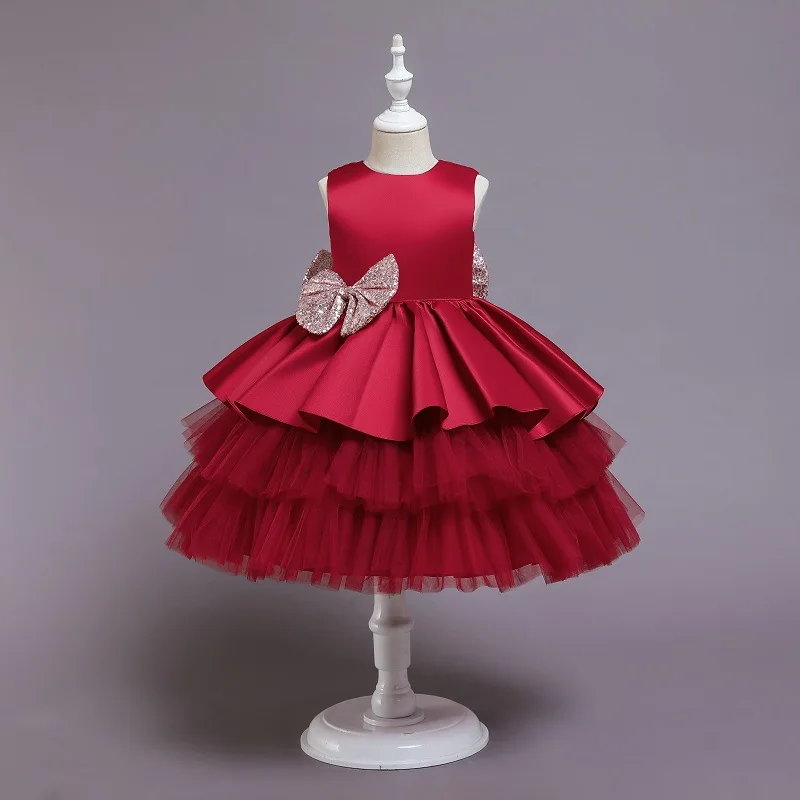 custom European 1-3 years old baby kids gauze flower skirt birthday children formal dresses girls