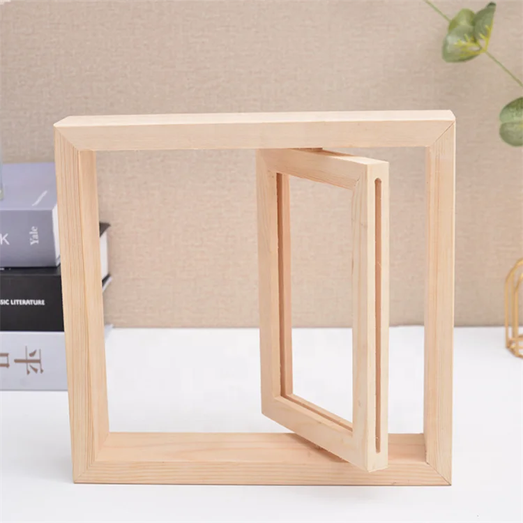 Creative 6 Inch MDF Photo Frame Double-Sided Rotating Picture Frame Customized Wooden Photo Frames Desktop Decor