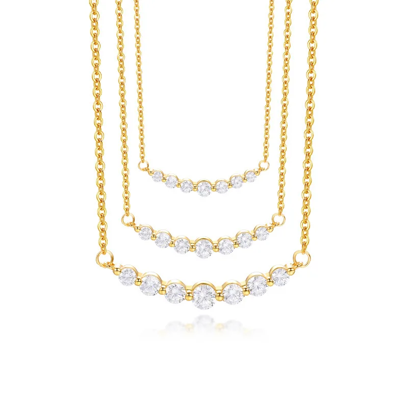 High quality Minimalist Bar Clavicle Chain S925 Sterling Silver Cubic Zirconia Trendy Necklace Elegant Gold Plated Fine Jewelry