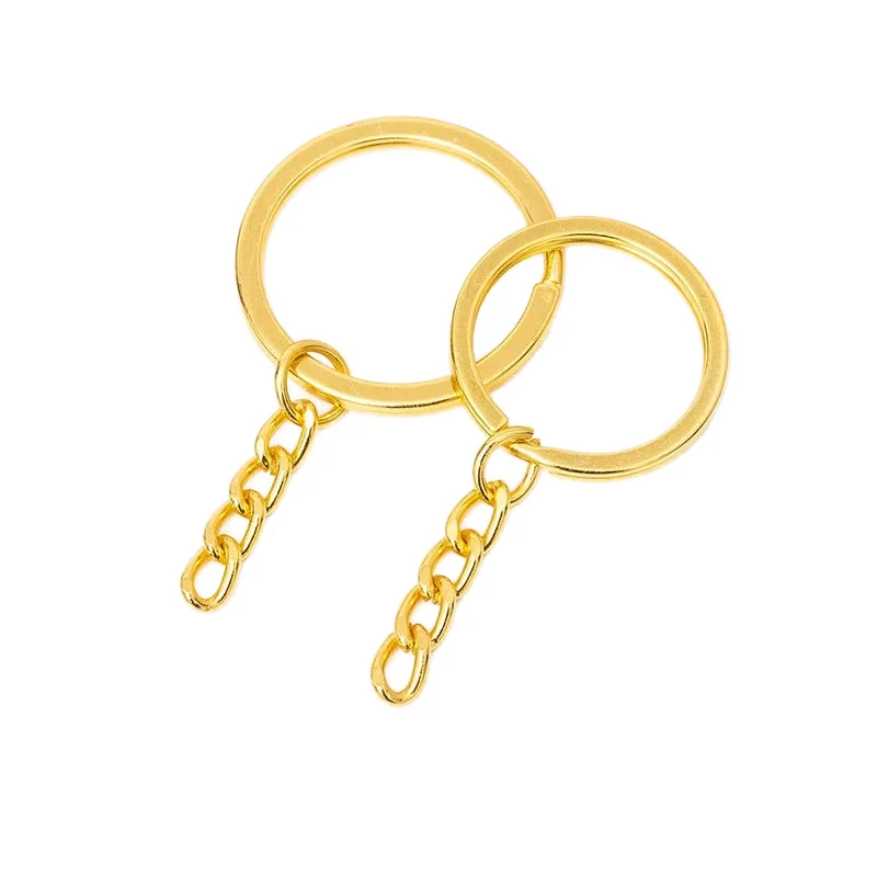 Wholesale Diy Jewelry Accessories Gold Plated Flat Key Ring Metal Pendant Material Chain Manufacturers Direct Sales