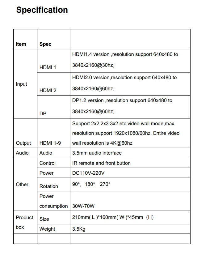 3x3 video wall controller hdmi video wall controller 2x2 2x3 3x3  support multi input vga dvi hdmi usb