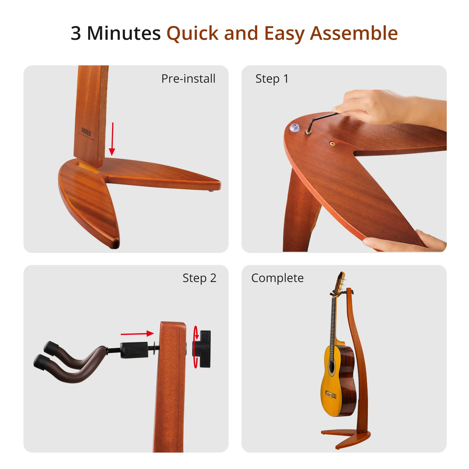 DEDO Acoustic Guitar Stand, Wood Guitar Stands Floor for Acoustic Guitar, Wooden Guitar Stand for Electric Guitar