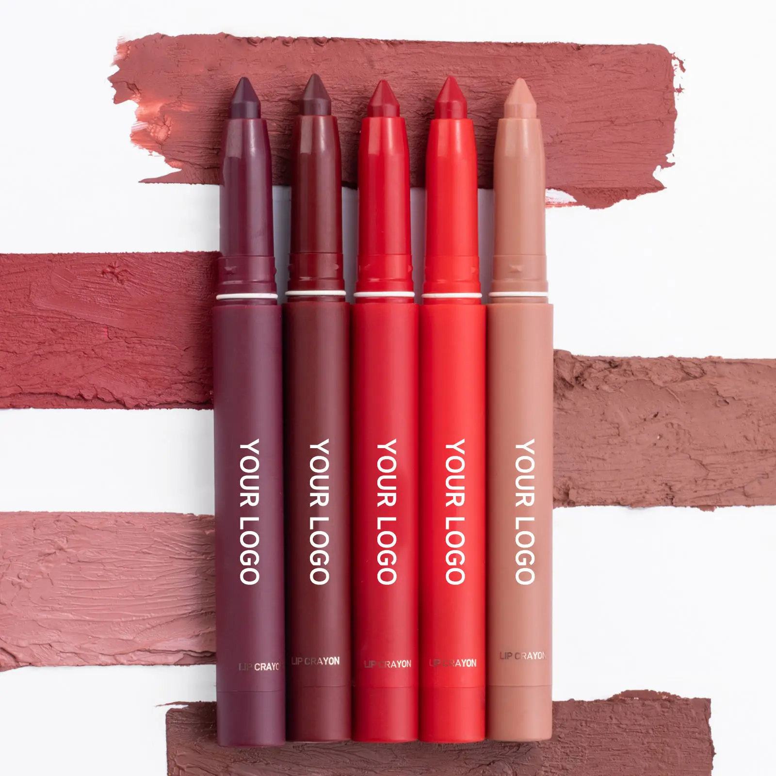 Custom High Pigment Built-in Sharpener Matte Lipstick Lipliner Lip Crayon Non-stick Cup Vegan Waterproof Matte Lipstick