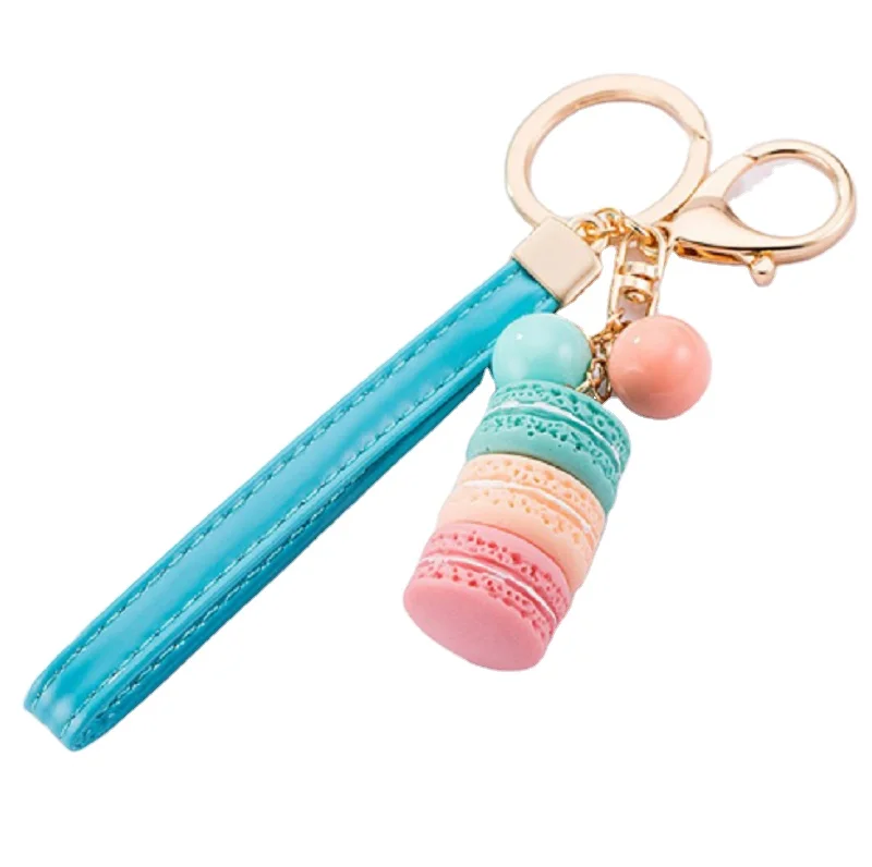 Korean Macarons Cake Kawaii Keychain Fashion Bag Pendant Keychains for Girls