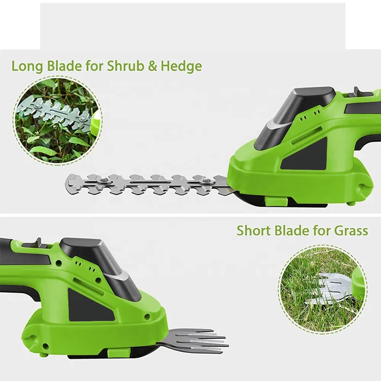 7.2V Garden Cutting Edge Trimmer Pruner Handheld Garden tools 2in1  Grass Shear & Hedge Trimmer