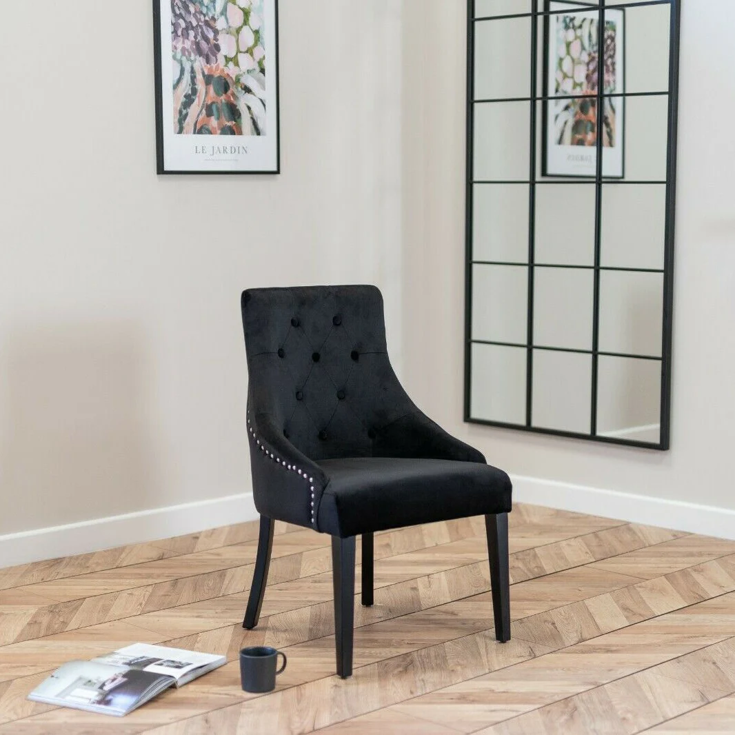 High end luxury modern velvet fabric wood legs dining room dining chair