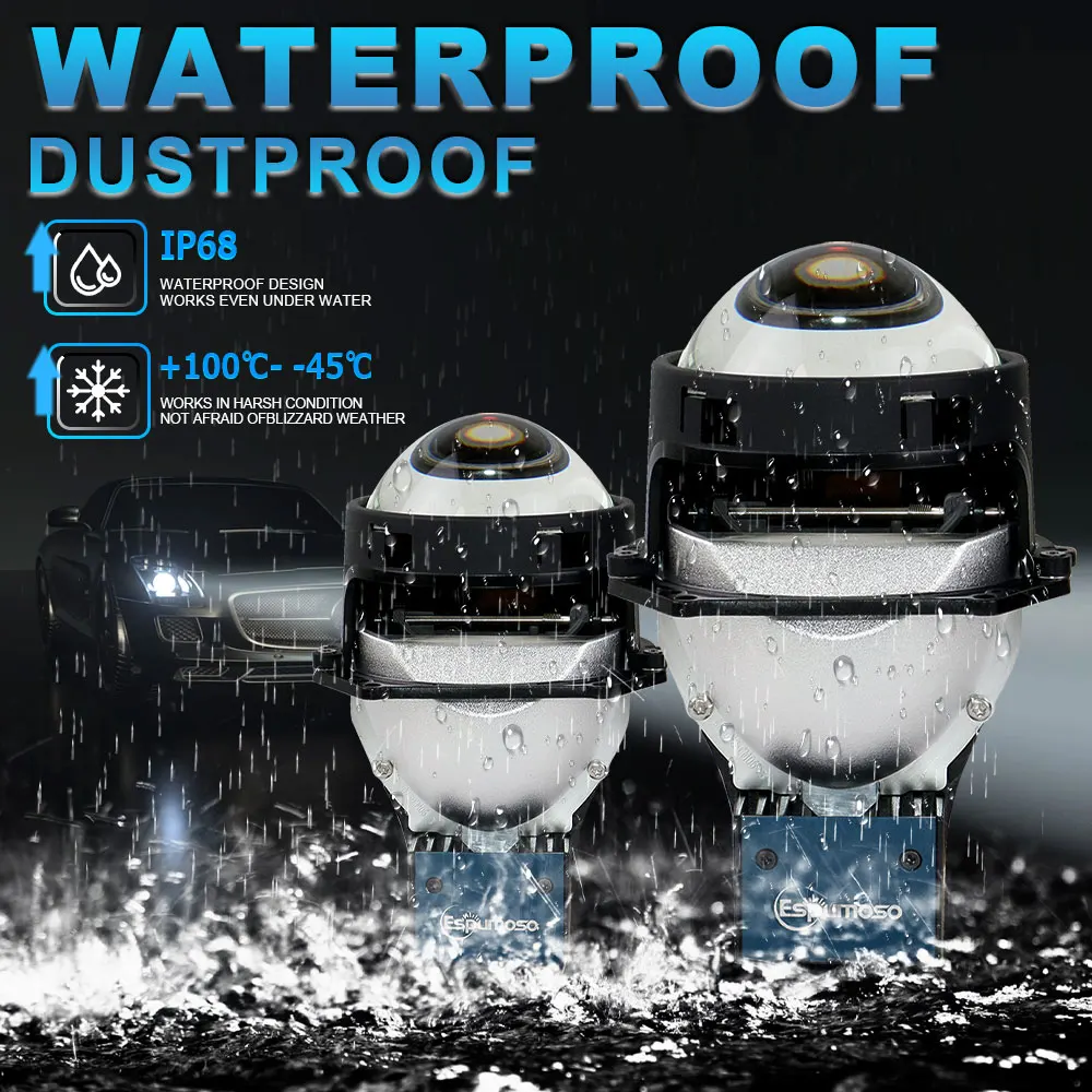 JHS hight power work lamp G13 Car len bi led projector 55w 60w High Low Beam H1 H4 H7 3inch fog lights for universal car