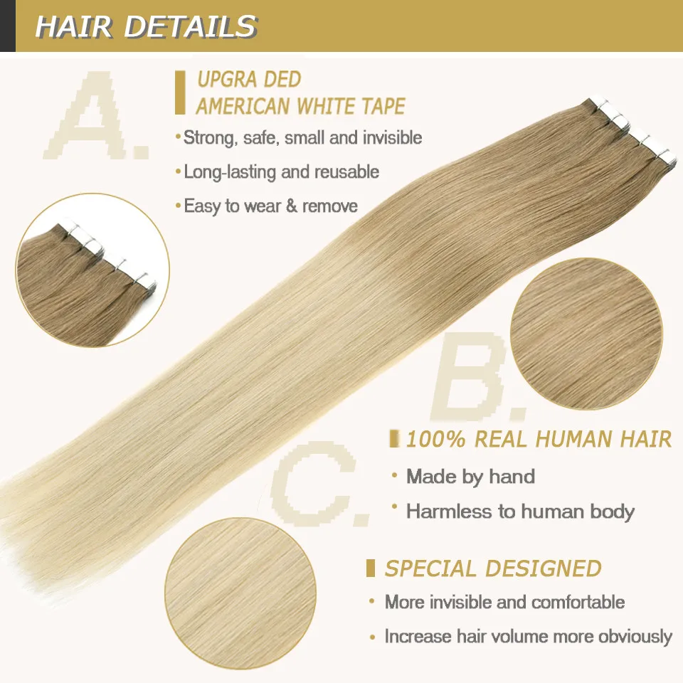 Amana invisible tape in human hair extension mini tape in real human extensions tape in hair extensions 100% human hair