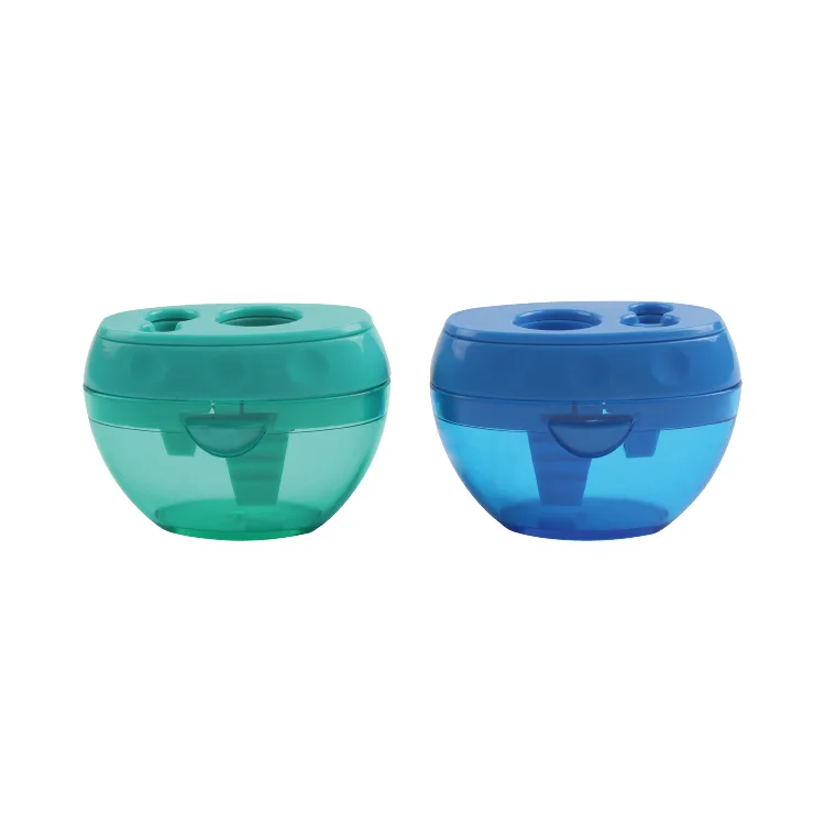 Ручная цветная компактная портативная точилка с двумя отверстиями для школы и офиса карандашей откидной крышкой