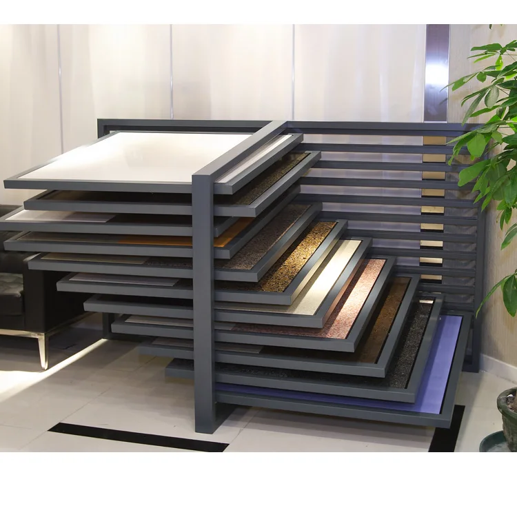 Custom High Quality Metal/Steel Display Stand Rack for Floor and Wall Tiles Shelf for Store Shop Exhibition Showroom Use