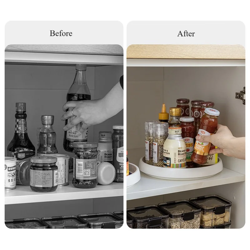 Onsin Lazy Susan 2 Tier Turntable Cabinet Organizer Spice Rack Removable Spinning Tray Organizer for Kitchen Cabinet