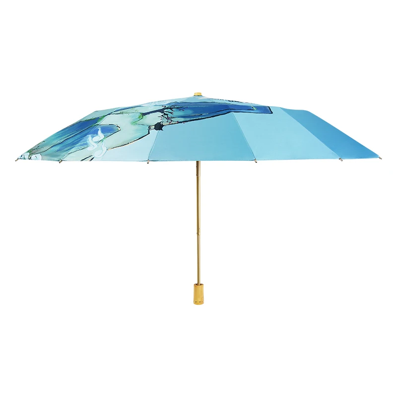 21 Inches  16 Ribs Custom Printed Umbrella Windproof Digital Print Vantage Three Folding Umbrella