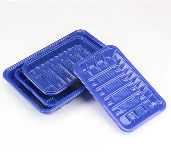 Vacuum forming poultry meat blister packaging supermarket frozen meat food tray for fish packing