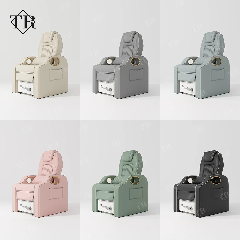 Turri Modern Black Pedicure Chairs No Plumbing Reclining Refexologe Foot Spa Massage Washing Chair With Removable Bowl