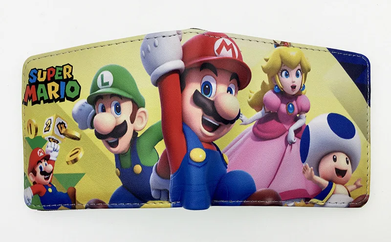 49 Design High Quality Mario Short regular bifold PU Wallet With Zipper for students