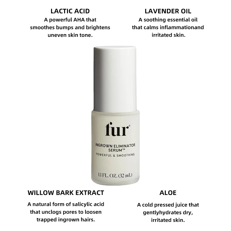 Private Label Ingrown Hair Stopper Eliminator Lactic Acid Witch Hazel Balance Smooth Ingrown Hair Serum Spray