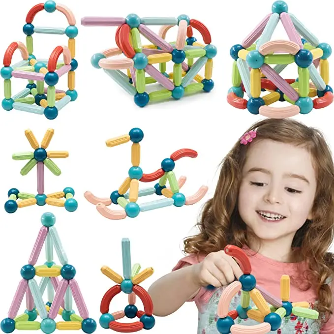 42PCS Magnetic Balls and Rods Set Magnetic Building Set Magnetic Balls and Sticks STEM Stacking Toys for  kids