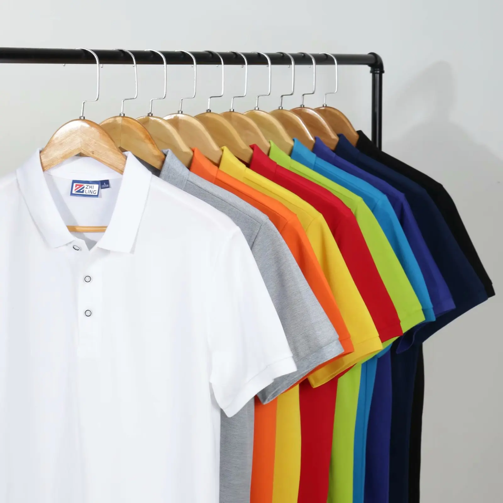 Wholesale 240g CVC Cotton polyester printed logo men polo shirt custom logo solid color Turn-down Collar Advertising polo shirt