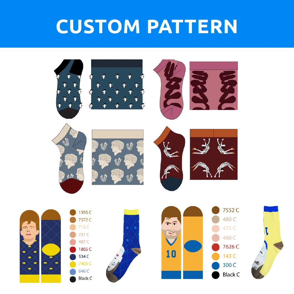 Free Sample Blank Custom LOGO Print Thick Breathable Cotton Mens Sport Causal Socks