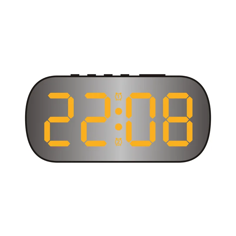 Large Snooze Table Automatic Backlight Mirror Thermometer Electronic Quartz LED Desktop Alarm Clock with Calendar Feature