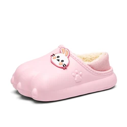 Cute Kids Furry Slippers Winter Fur Slipper Flat Warm Wool Cotton Shoes Soft Plush Fleece Slides Casual Shoes Girls Boys