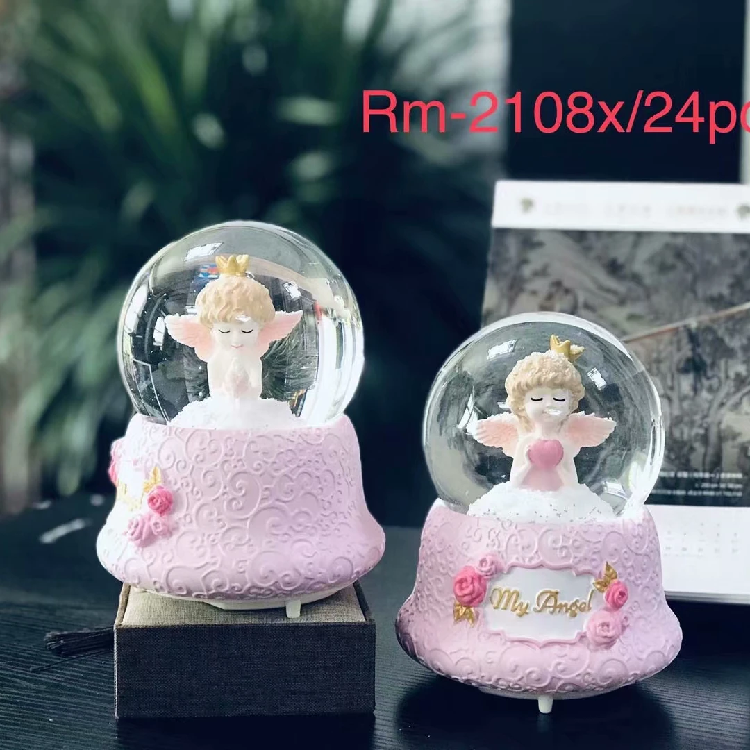 Custom Souvenir Crystal Snow Balls 100mm Falling Angel Girl Snow Globe