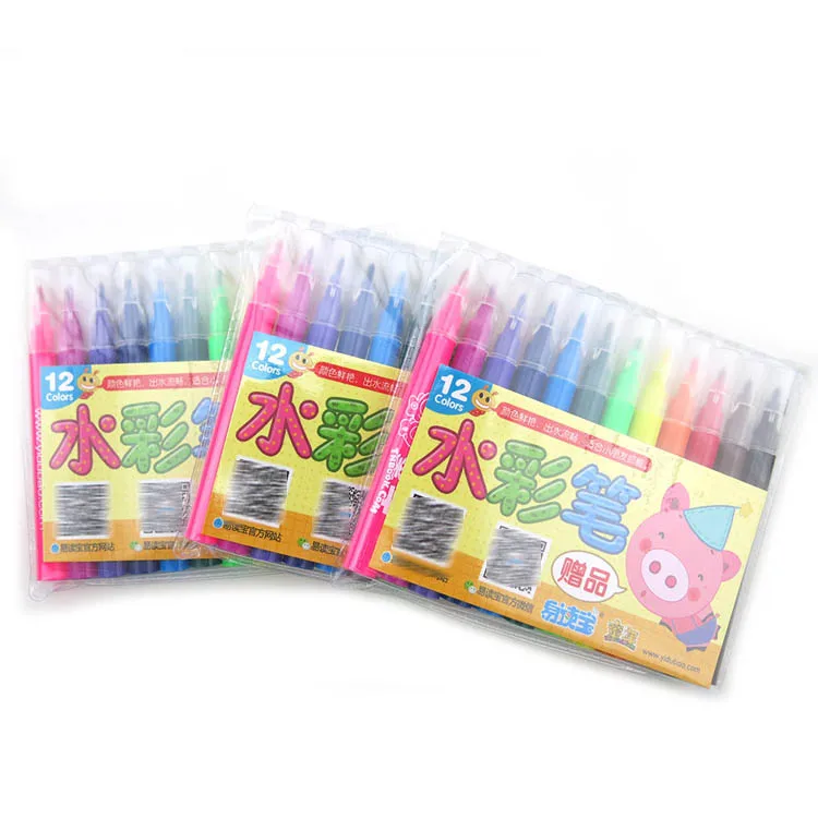 12pcs/pvc Bag Mini Kids Washable Color Pen Promotional Drawing Water Color Pen ,Custom Design Marker