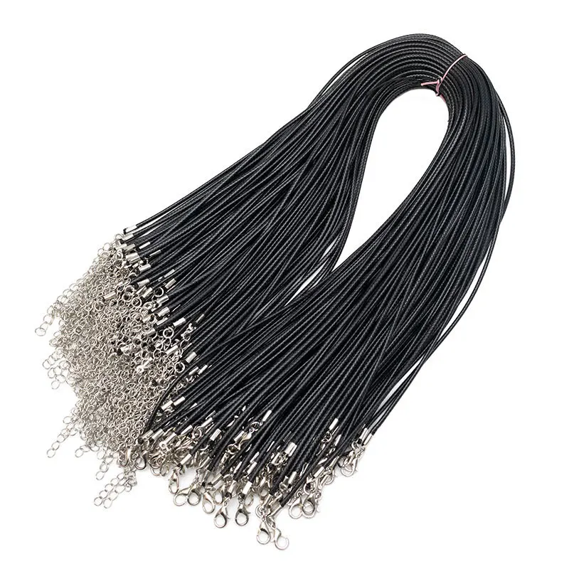 2mm Black Leather Rope Chain Wax Line Leather Cord Jewelry Accessories make Gemstone Pendant Necklace Used for DIY necklaces