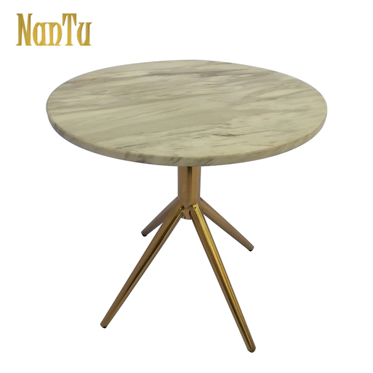 
Practical stainless steel furniture marble top coffee shop table 