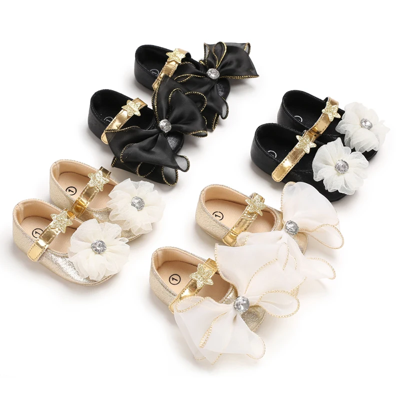 Wholesale baby walking shoes princess flower girls casual shoes 0-2-year-old baby shoes