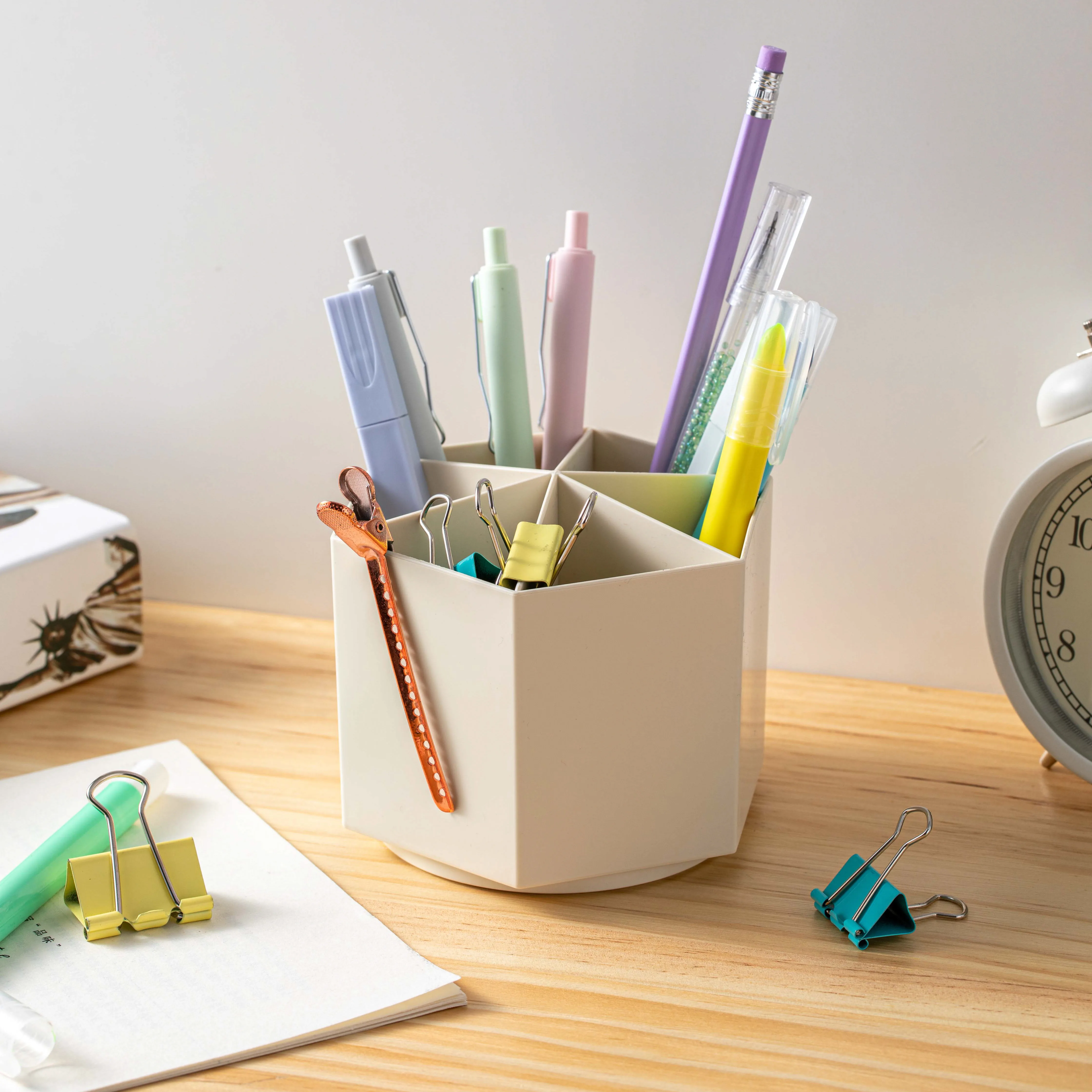 Pencil Stand Desk Fancy Storage Container Desk Mesh Organizer Table Spinning Pen Holder Custom Plastic Multifunction Wholesale