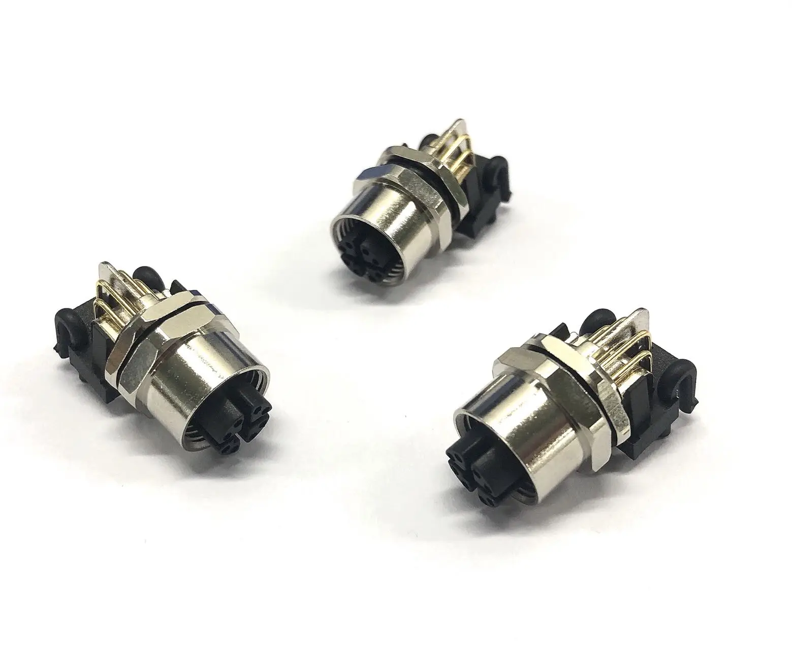 New M12 bent pin PCB buckle 8pin female plug plus M12 assembled crimp 3 / 4 / 5 / 6 / 8 / 12 pin female / female plug connector