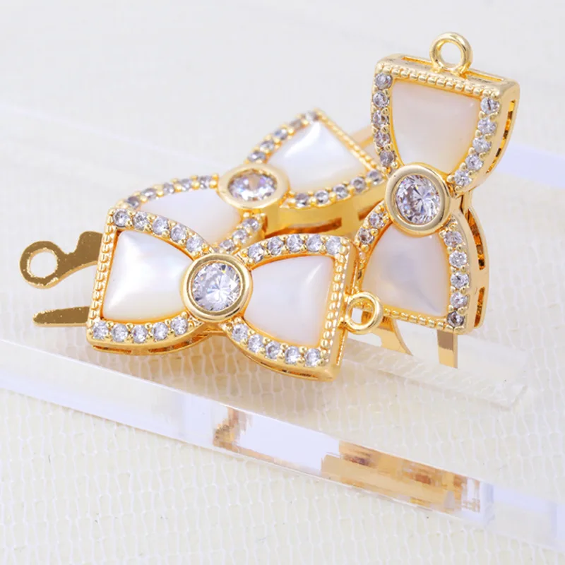 Pearl necklace ending buckle wholesale high-end micro-inlaid white mother-of-pearl connection buckle diy jewelry buckle
