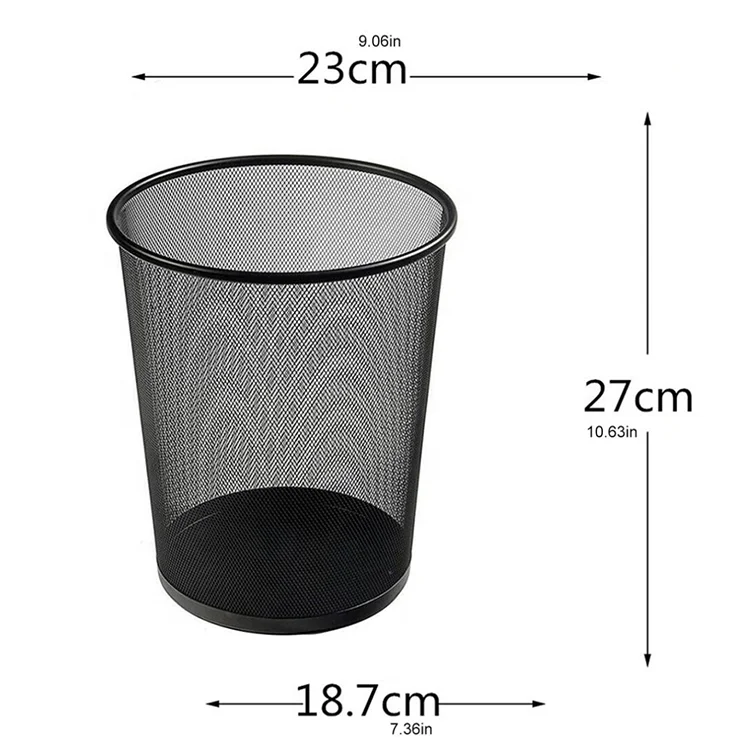 Household Office Waste Paper Basket Iron Wire Trash Can Mesh Waste Paper Bin