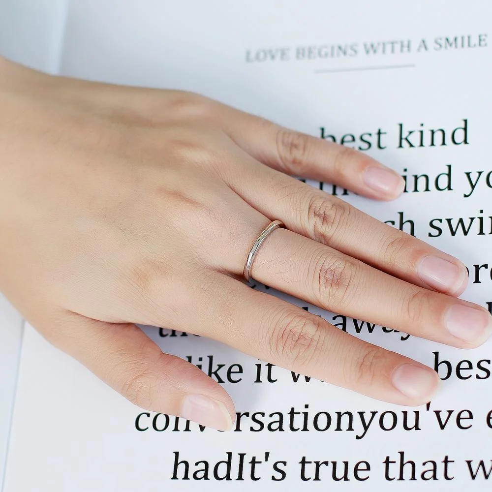 Abiding High Quality Minimalist Stackable Sterling Silver Ring Plain Ring S925 Eternity Band for Couple Friends Girls