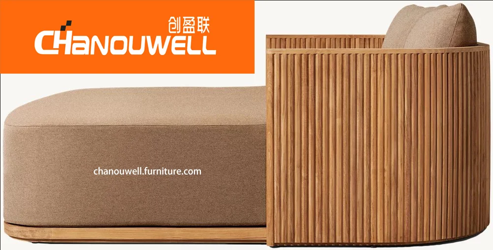 Luxury Design All-weather Use Patio Garden A Grade South American Teak Double Lounge Bed