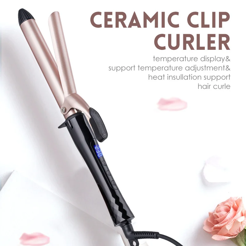 New Technology Double PTC Fast Heat Up LCD Curling hair iron Tong 10mm 25mm 32mm Hair Curler With ceramic Clip curler