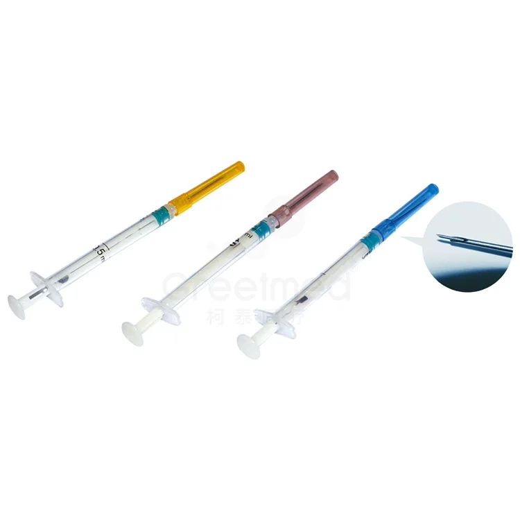 Safety ad syringe 2 parts disposable auto destruct self destructive 1ml 0.5ml auto disable syringe with needle