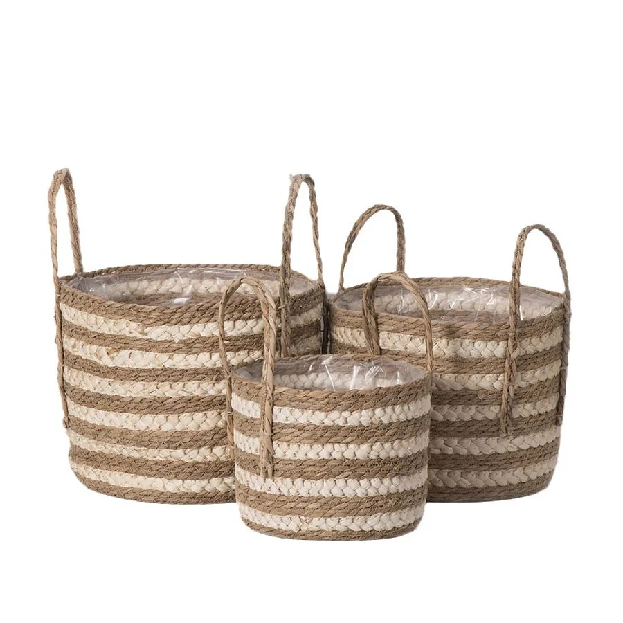 Плетеная корзина для хранения ручной работы с подкладкой ручки для органайзера, шкафа для игрушек