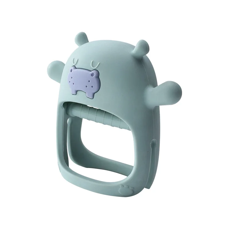 Wholesale BPA Free Chewable Teething Toy Cartoon Hippo Baby Teethers Rubber Silicone Teether