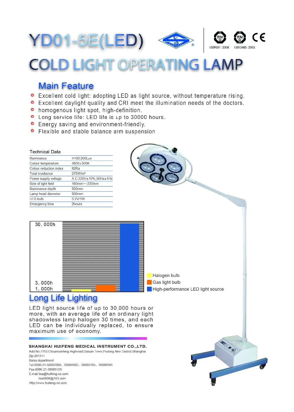 HFoperation theater light cold light operating lamp mobile standing lamp with operation room emergency