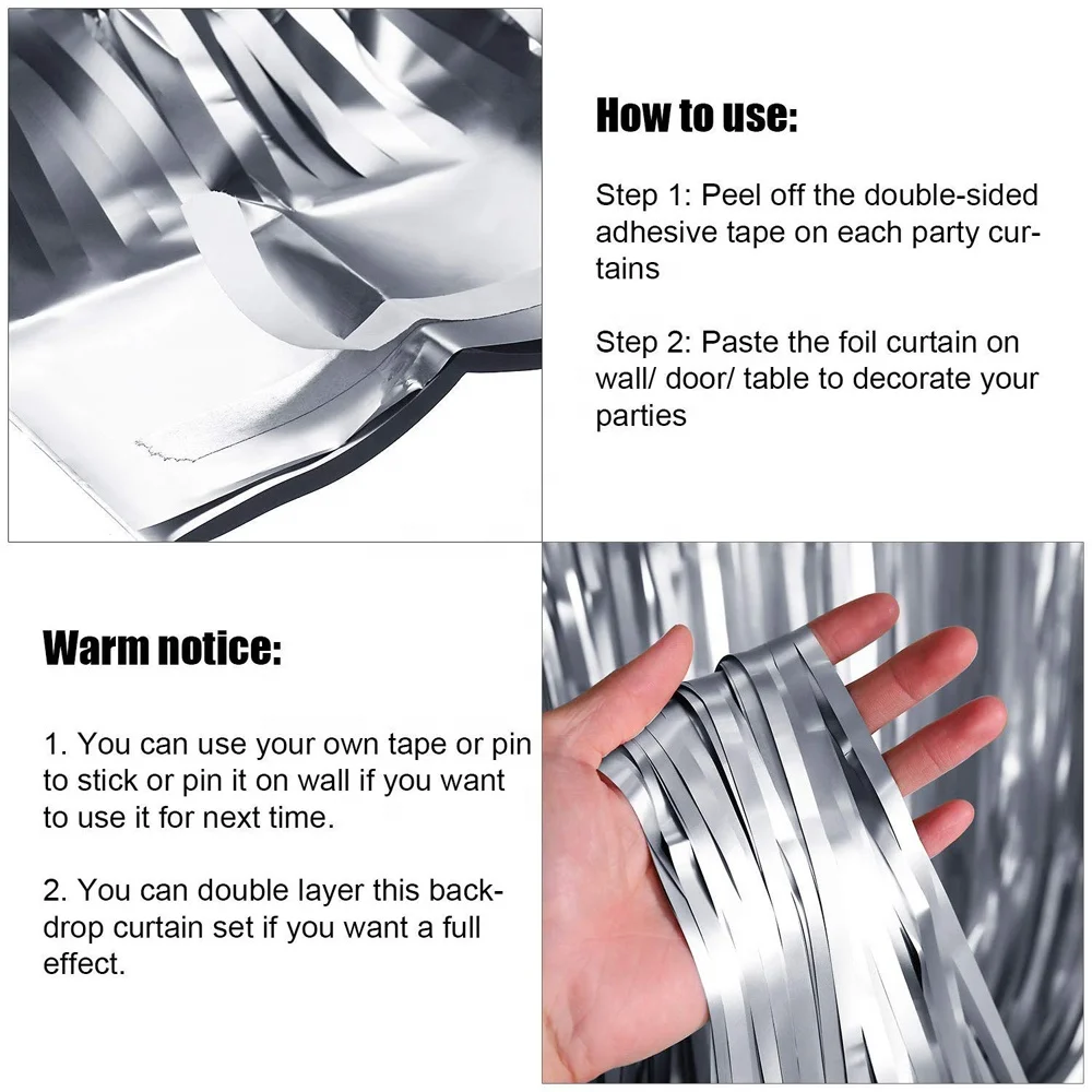 Metallic Tinsel Foil Fringe Curtains for Party Photo Backdrop Wedding Decor