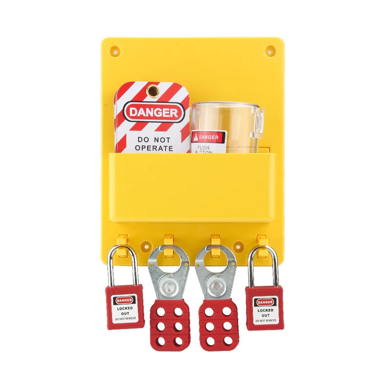 Wall-mounted 4 Padlocks hook Safety Lockout Station for lockout tagout