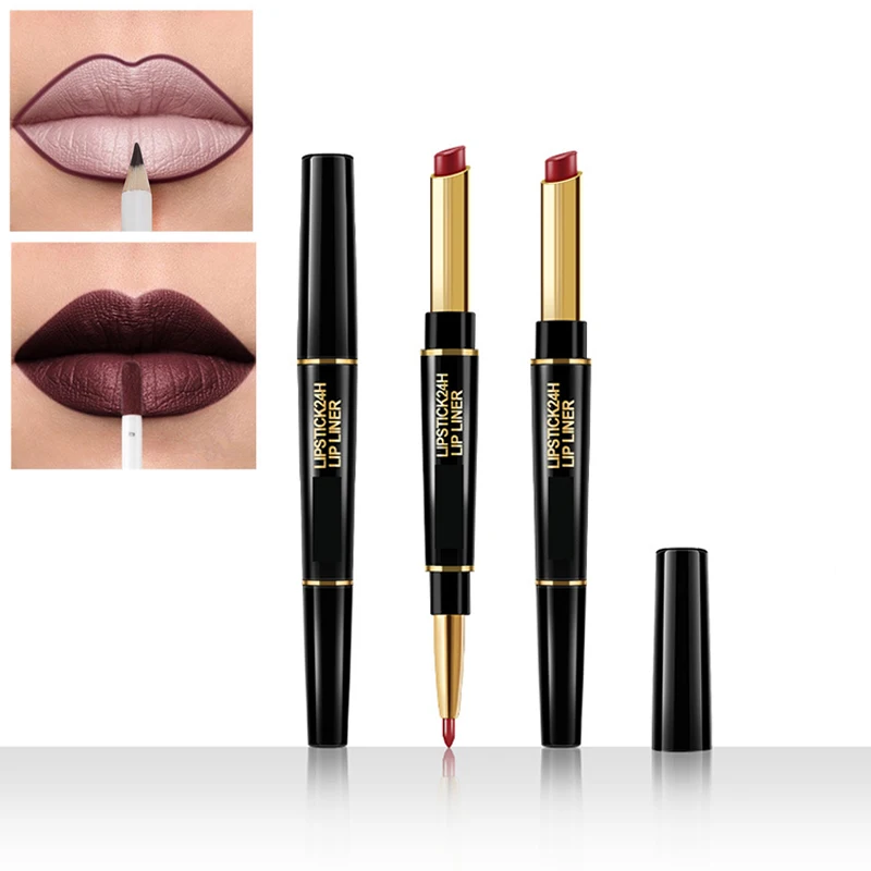 Double Headed Lipstick Lip Liner 2 In 1 Creamy Matte Lip Liner Waterproof Pearly Mat Lipsticks Lip Liner Set