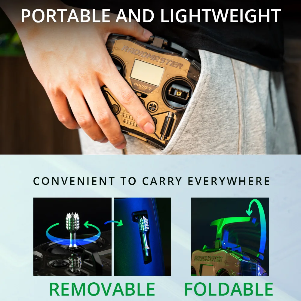 Affordable Price Pocket Hall Gimbal Transmitter Remote Control Portable Lightweight Built In LED Light Foldable Antenna