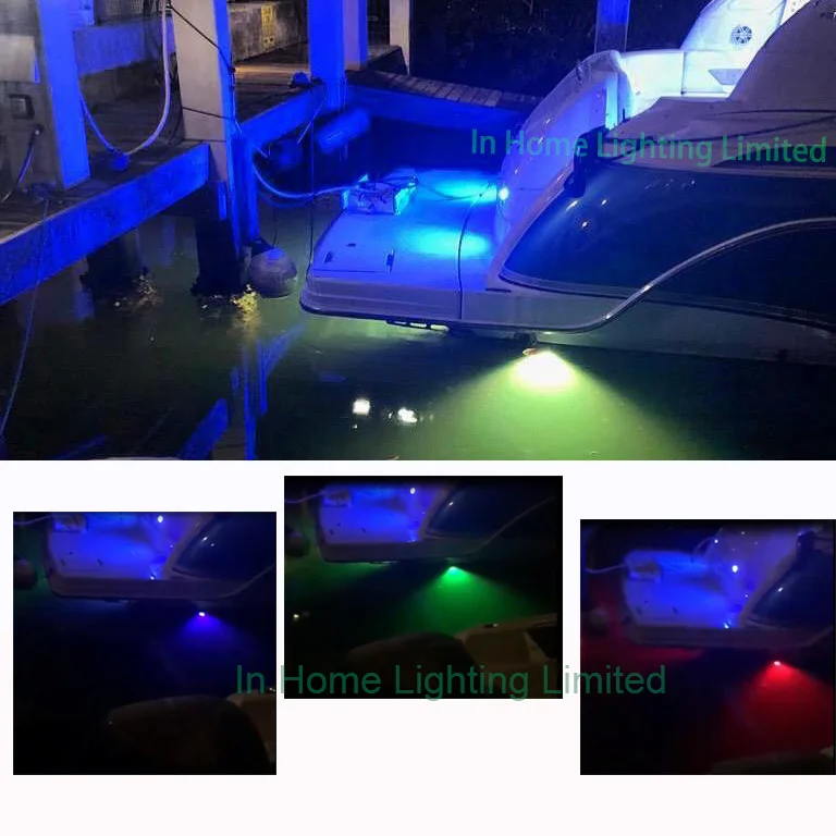 Blue 6-LED 36W  Underwater Boat Marine Transom Lights 316 Stainless Steel Pontoon Lights