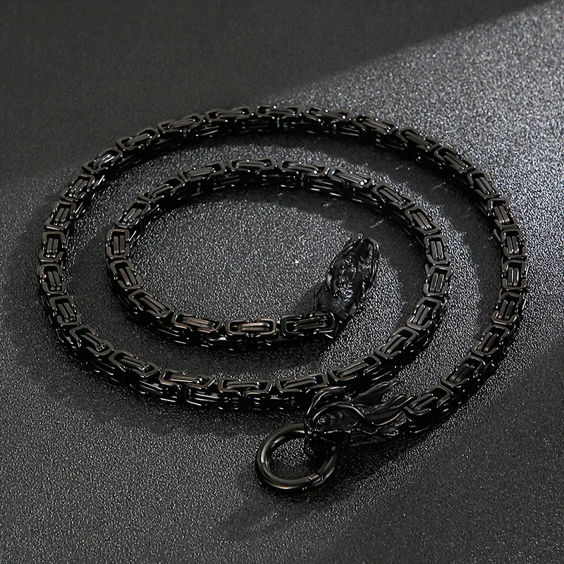 316L Stainless Steel Dragon Necklace Byzantine Mens Punk Jewelry Accessories