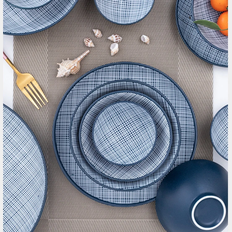 Korean Style Ceramic Porcelain Khaki Color Round Shape Home Restaurant Tableware Low MOQ Dinnerware Set
