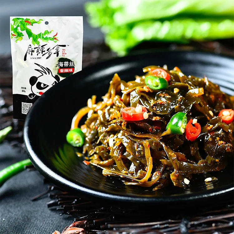 
Wholesale Low Fat Spicy Flavored Shredded Kelp Kimchi Seaweed Snacks Chips Potato In Bag 80g 