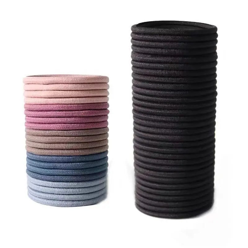 100 Elastic Hair Bands 4mm Hair Ties Bobbles Elastics Hairbands Ponytail Holders No Metal for Women Girls Kids Men Thick Hair
